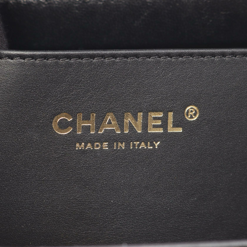 香奈兒 (CHANEL) 絎縫小號購物鏈肩包 AS5743 羊皮黑色金色五金-3