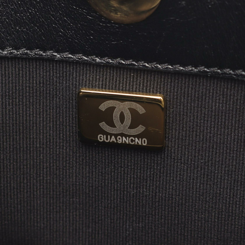 香奈兒 (CHANEL) 絎縫小號購物鏈肩包 AS5743 羊皮黑色金色五金-4