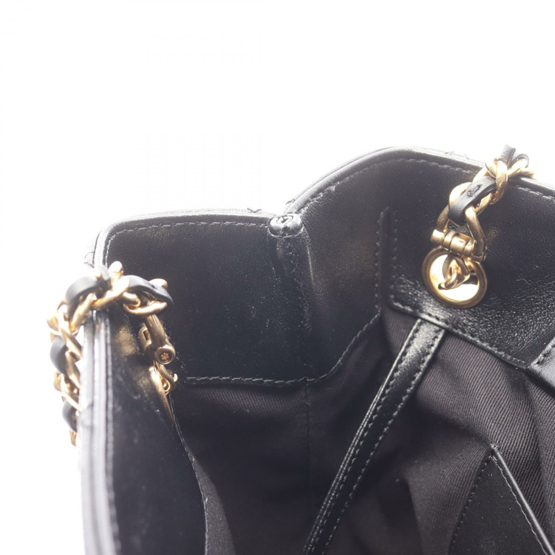 香奈兒 (CHANEL) 絎縫小號購物鏈肩包 AS5743 羊皮黑色金色五金-6