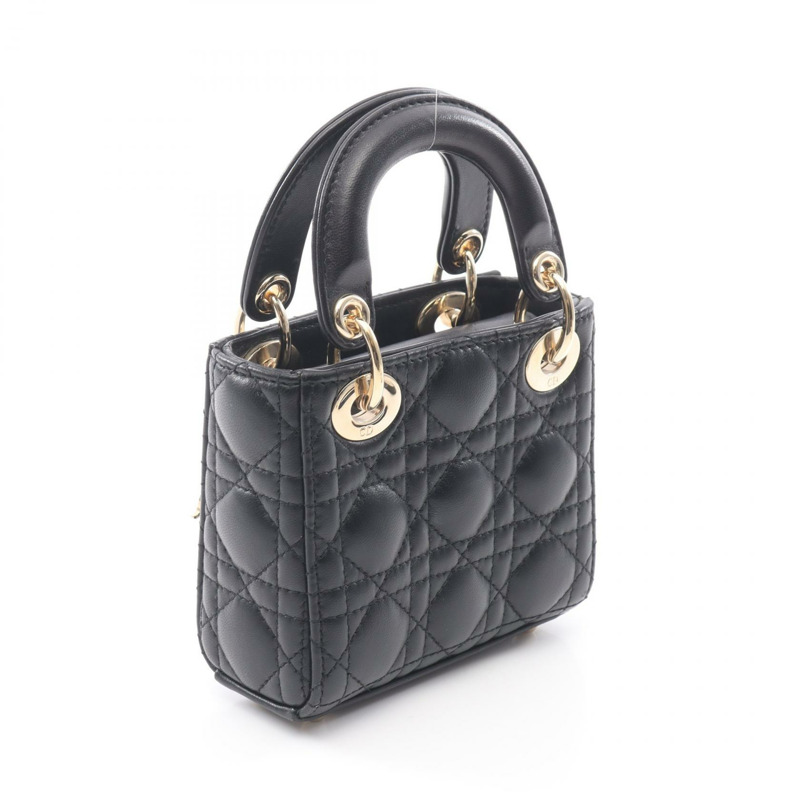 Christian Dior Cannage Micro 2Way 肩背手提包 S0856ONGE 黑色皮革二手-1