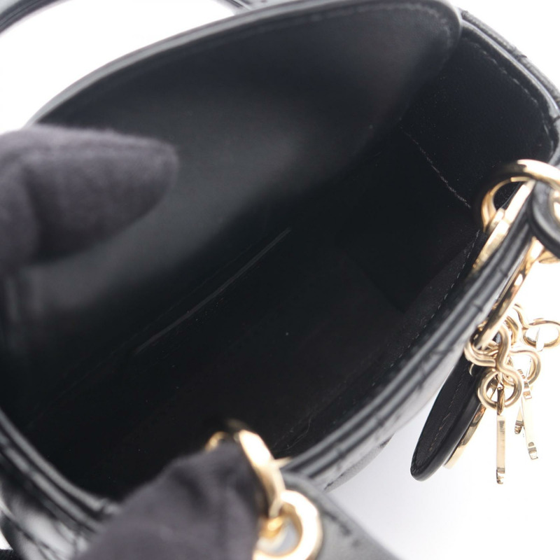 Christian Dior Cannage Micro 2Way 肩背手提包 S0856ONGE 黑色皮革二手-2