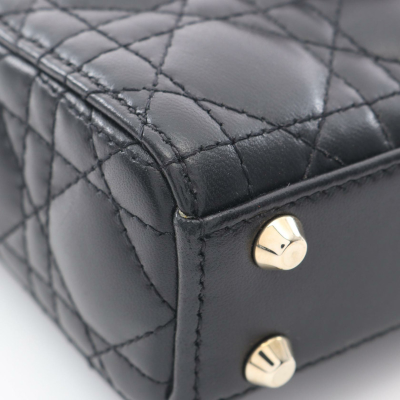 Christian Dior Cannage Micro 2Way 肩背手提包 S0856ONGE 黑色皮革二手-4