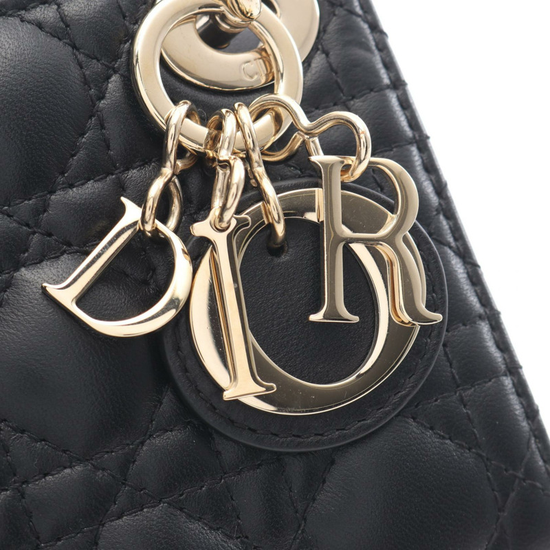 Christian Dior Cannage Micro 2Way 肩背手提包 S0856ONGE 黑色皮革二手-5