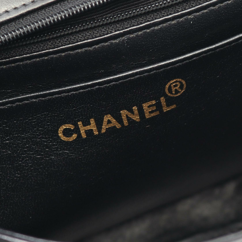 香奈兒 (CHANEL) Matelasse 羊皮手提包，黑色，二手，女士，金色五金-3
