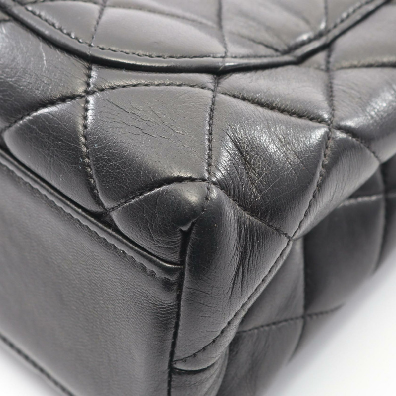 香奈兒 (CHANEL) Matelasse 羊皮手提包，黑色，二手，女士，金色五金-7