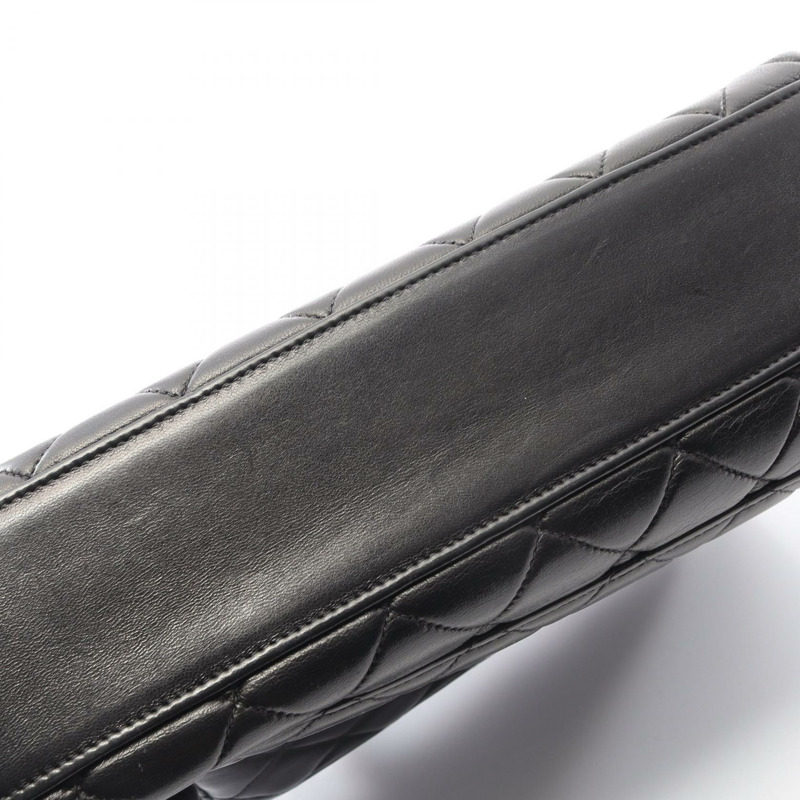 香奈兒 (CHANEL) Matelasse 羊皮手提包，黑色，二手，女士，金色五金-11