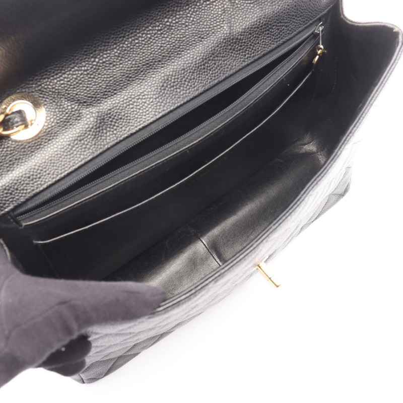 香奈兒 Jumbo Matelasse 30 經典大號 W 翻蓋鏈條單肩背包，皮革，金色五金，黑色五金-2