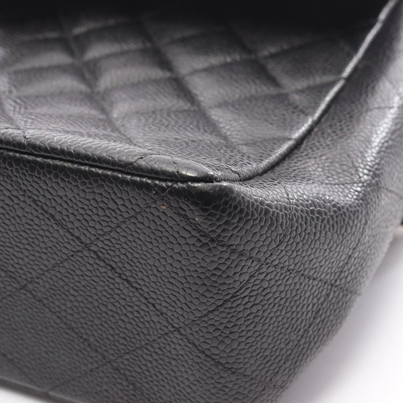 香奈兒 Jumbo Matelasse 30 經典大號 W 翻蓋鏈條單肩背包，皮革，金色五金，黑色五金-8