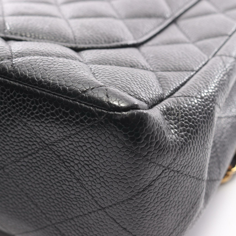 香奈兒 Jumbo Matelasse 30 經典大號 W 翻蓋鏈條單肩背包，皮革，金色五金，黑色五金-9