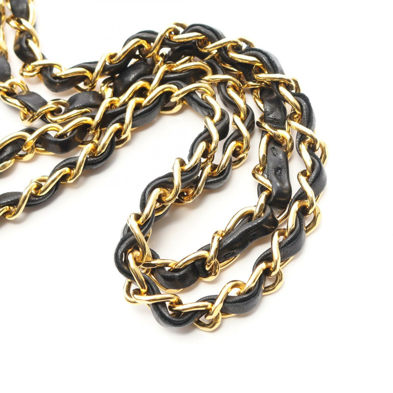 香奈兒 (CHANEL) Matelasse W 翻蓋鏈條肩背包，羊皮材質，黑色，二手，女士款，金色五金-11