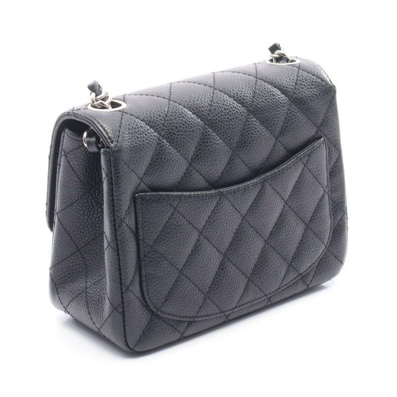 香奈兒迷你絎縫鏈條斜挎包,小牛皮材質,黑色,二手,帶五金配件-1