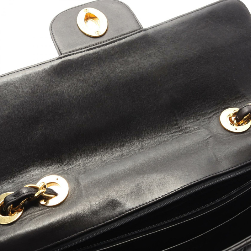 香奈兒 Jumbo Matelasse 30 單翻蓋鏈條肩背包，羊皮材質，黑色，二手，金色五金-6