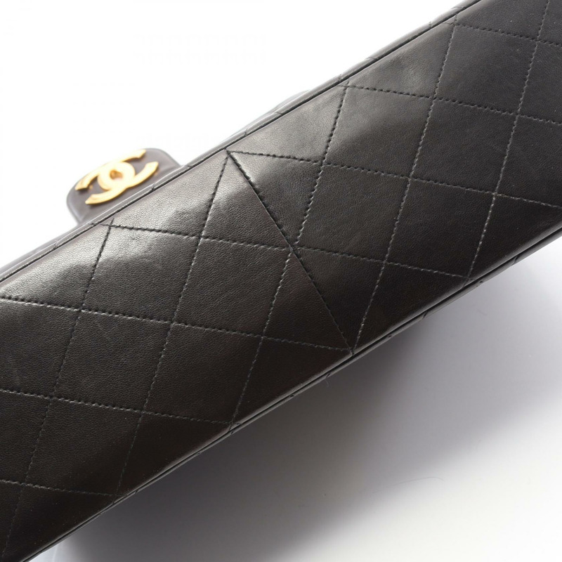 香奈兒 Jumbo Matelasse 30 單翻蓋鏈條肩背包，羊皮材質，黑色，二手，金色五金-8