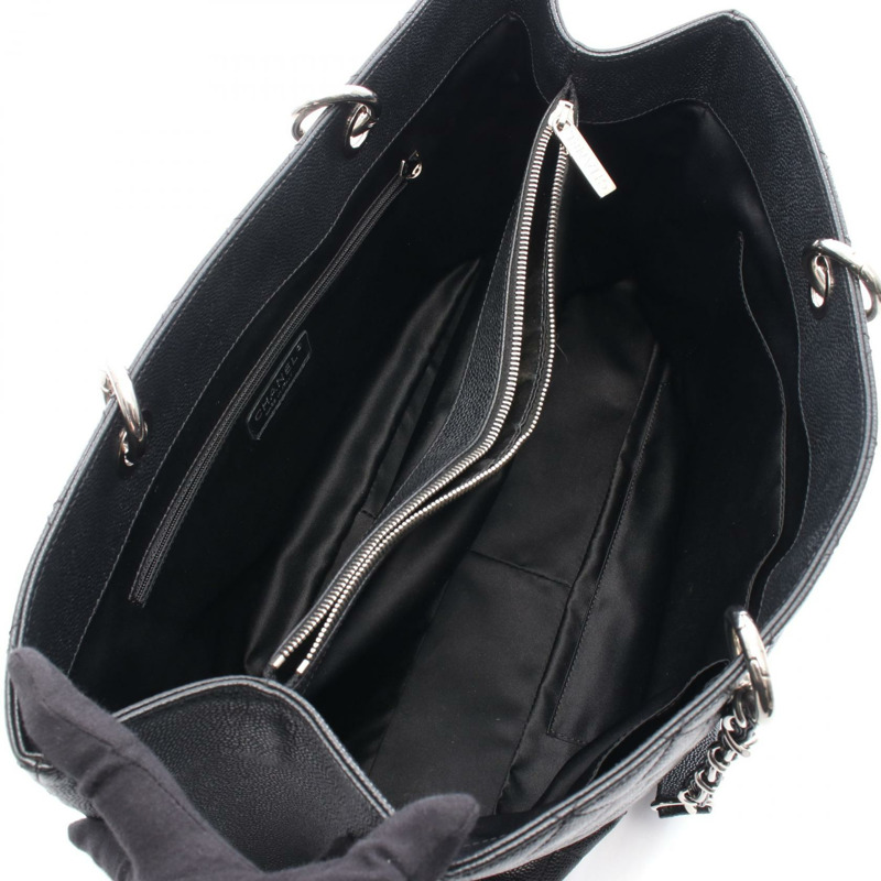 香奈兒 (CHANEL) Matelasse Grand Shopping GST XL 手提包，黑色小牛皮，二手，帶五金配件-2