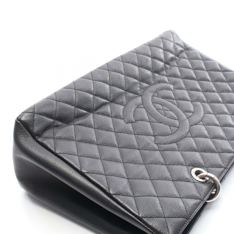 香奈兒 (CHANEL) Matelasse Grand Shopping GST XL 手提包，黑色小牛皮，二手，帶五金配件-4