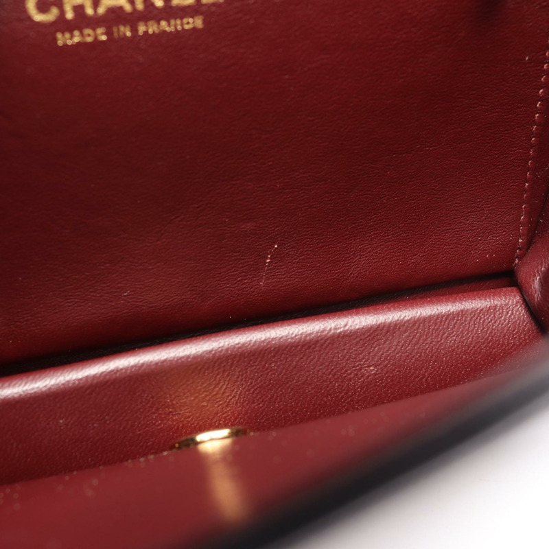 香奈兒 (CHANEL) 絎縫全翻蓋鏈條單肩包,羊皮材質,黑色,二手,女士款,金色五金-5