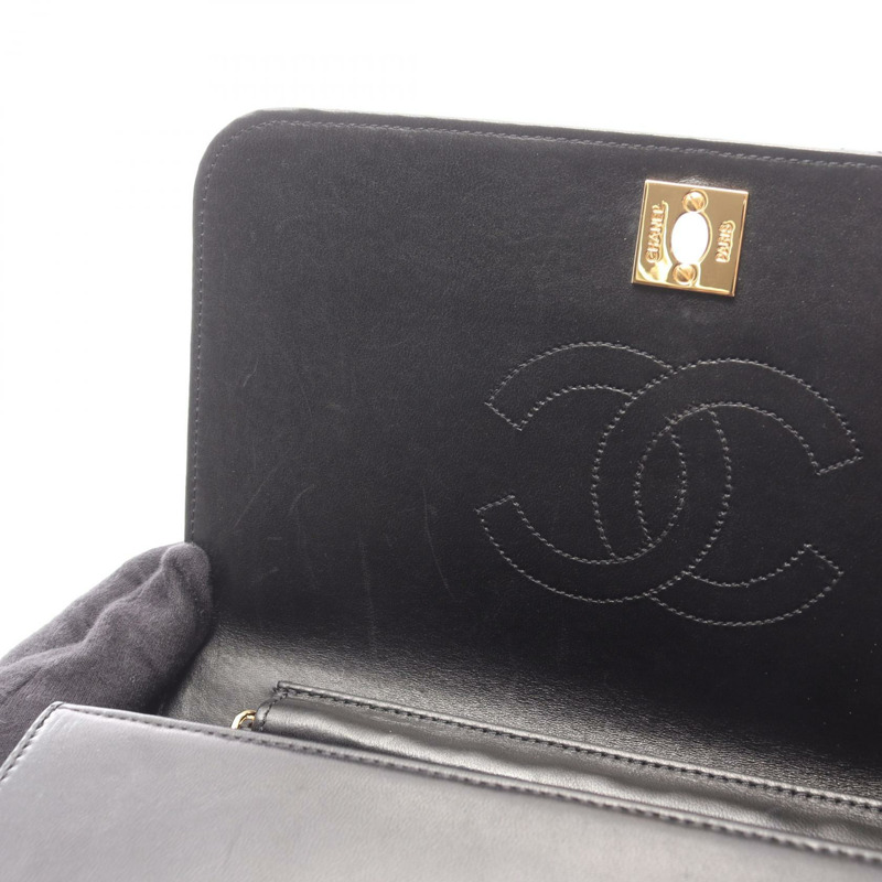 香奈兒 (CHANEL) 絎縫全翻蓋鏈條單肩包,羊皮材質,黑色,二手,女士款,金色五金-6