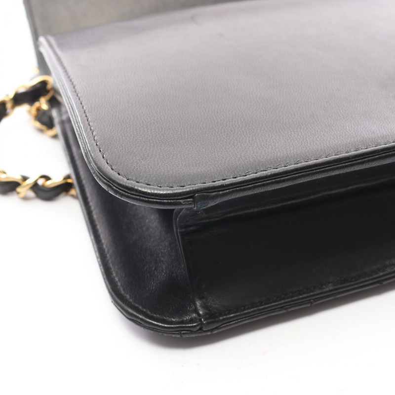 香奈兒 (CHANEL) 絎縫全翻蓋鏈條單肩包,羊皮材質,黑色,二手,女士款,金色五金-10