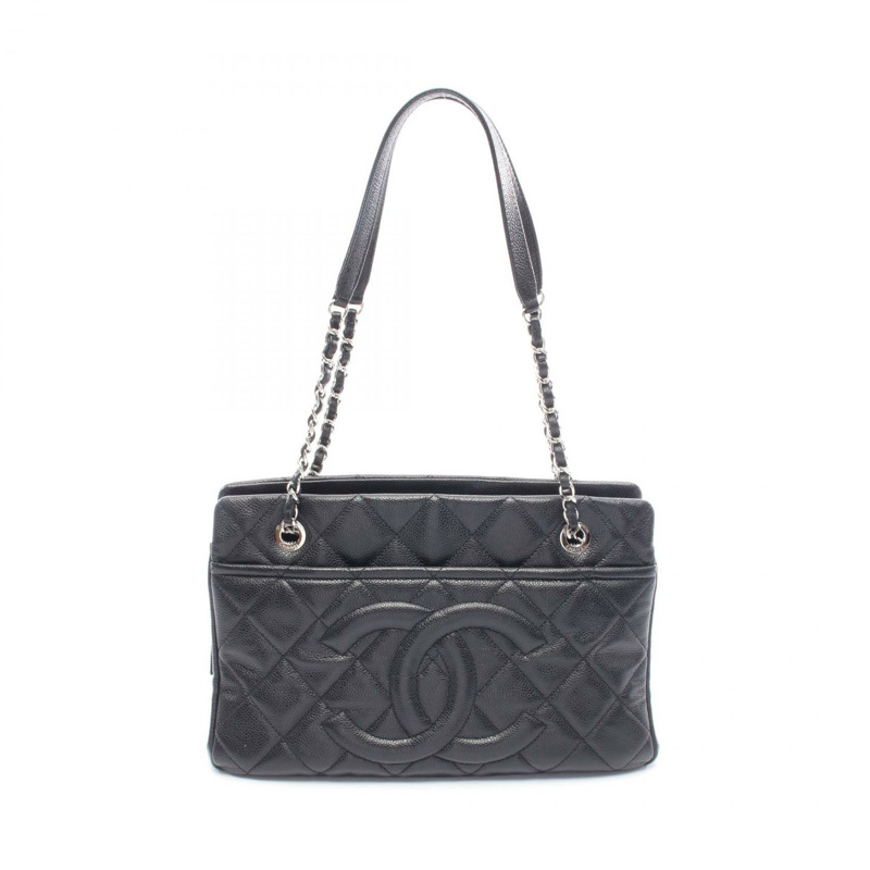 香奈兒 (CHANEL) 絎縫 COCO 標誌手提鏈條肩背包,小牛皮材質,黑色,二手,帶五金配件-0