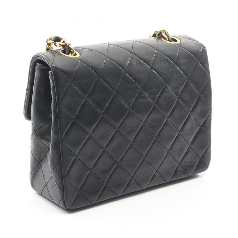 香奈兒迷你Matelasse 20鏈條斜挎包，羊皮材質，黑色，二手，金色五金-1