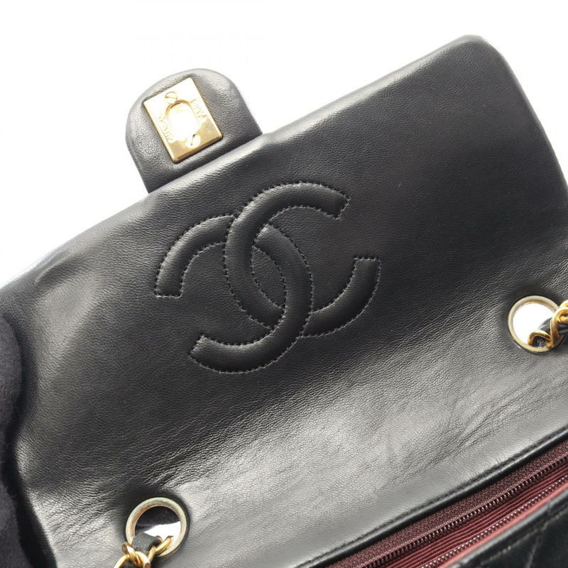 香奈兒迷你Matelasse 20鏈條斜挎包，羊皮材質，黑色，二手，金色五金-6