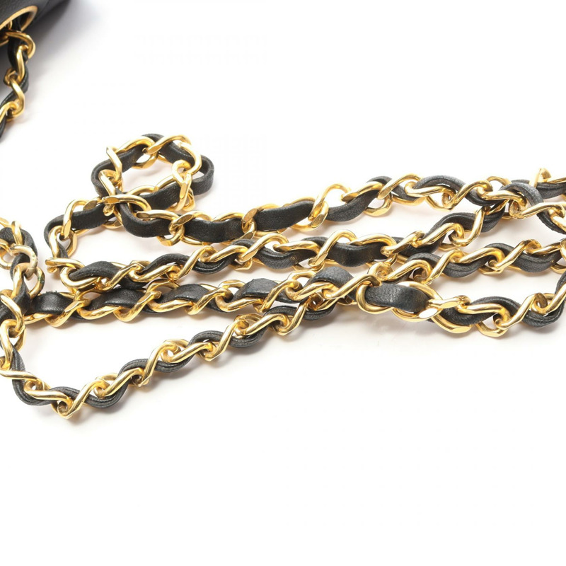 香奈兒迷你Matelasse 20鏈條斜挎包，羊皮材質，黑色，二手，金色五金-12