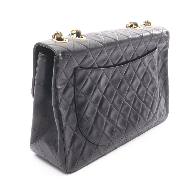 香奈兒 Jumbo Matelasse 34 鏈條肩背包,羊皮材質,黑色,二手,女士款,金色五金-1