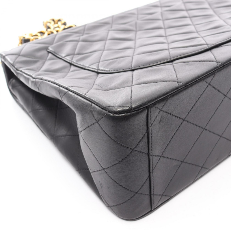 香奈兒 Jumbo Matelasse 34 鏈條肩背包,羊皮材質,黑色,二手,女士款,金色五金-10