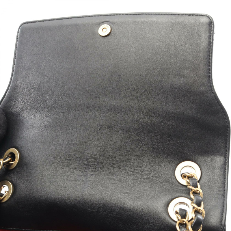 香奈兒 (CHANEL) 絎縫logo鏈條肩背包 AS4190 羊皮黑色二手女士金扣-5