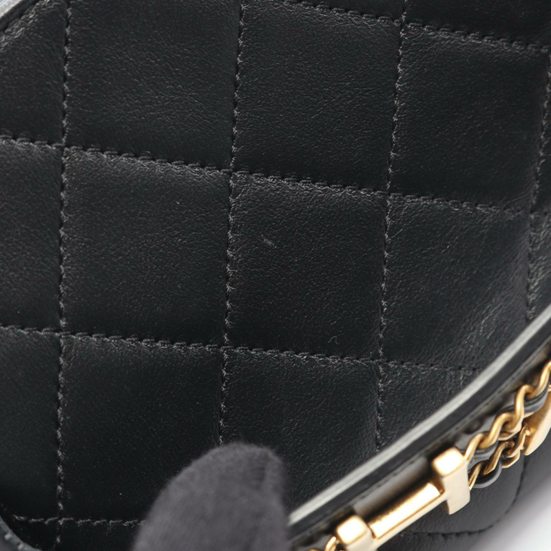 香奈兒 (CHANEL) 絎縫logo鏈條肩背包 AS4190 羊皮黑色二手女士金扣-7