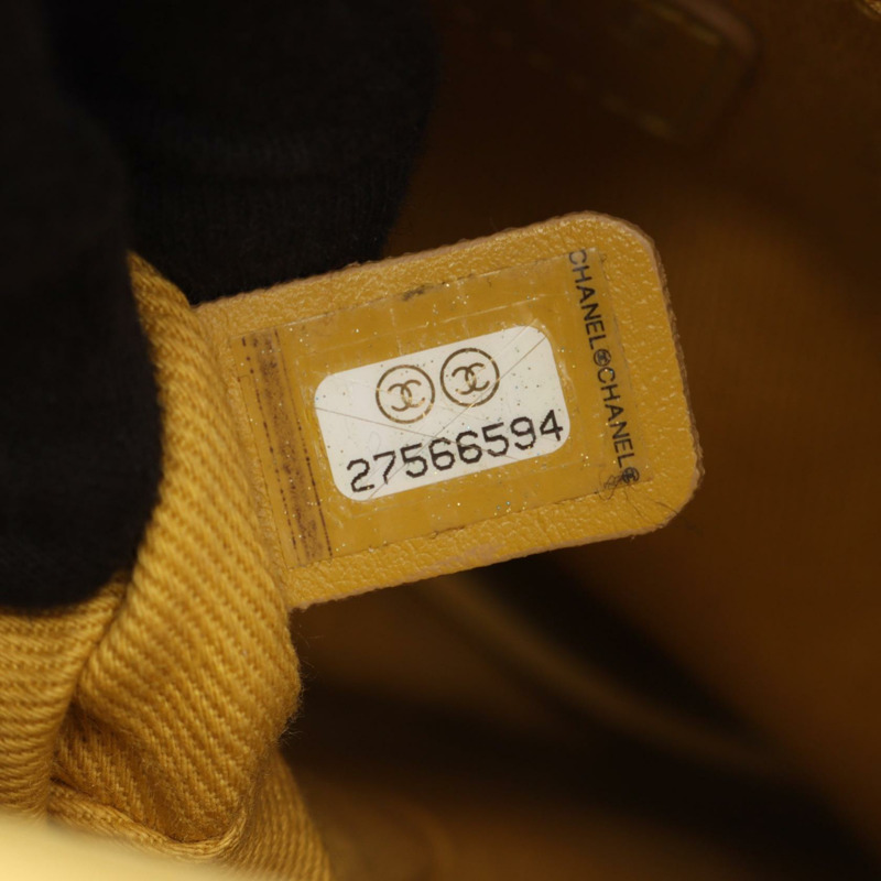 香奈兒 Matelasse 水桶包斜背肩背包 AS0577 皮革 黃色 SHW-4