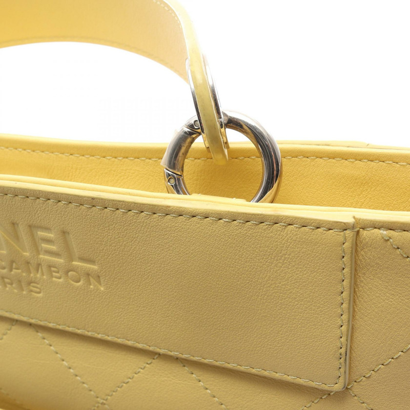 香奈兒 Matelasse 水桶包斜背肩背包 AS0577 皮革 黃色 SHW-9