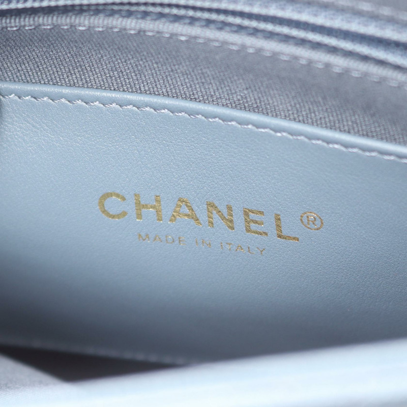 香奈兒 (CHANEL) 絎縫山茶花雙肩包/背包/鏈條肩帶包 AS4490 皮革 藍色-3