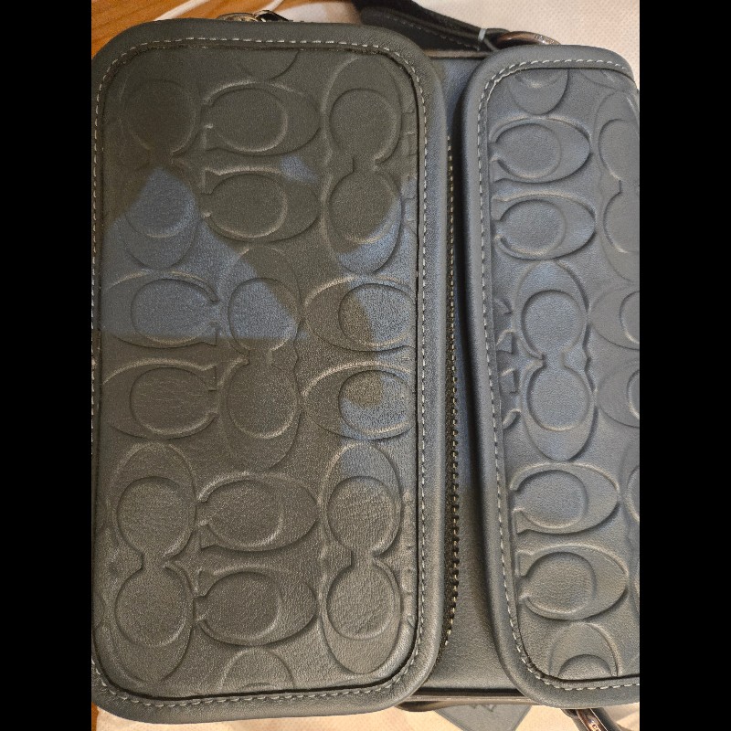 coach 男包 男生斜背包 藍灰色-15