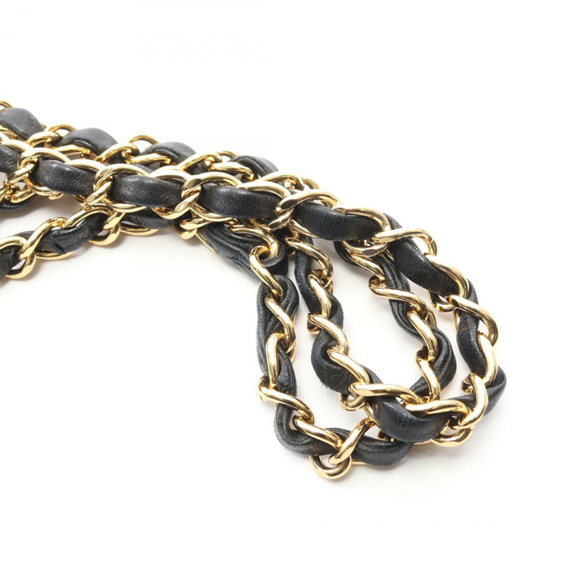 香奈兒 (CHANEL) Matelasse W 翻蓋鏈條肩背包，羊皮材質，黑色，二手，女士款，金色五金-10