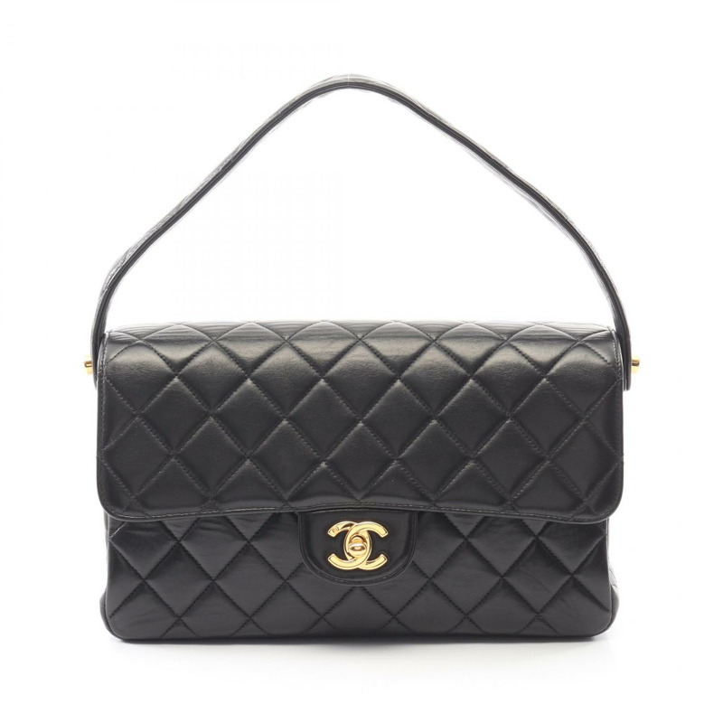 香奈兒 (CHANEL) Matelasse 雙面手提包，羊皮材質，黑色，二手，女士款，金色五金配件-0