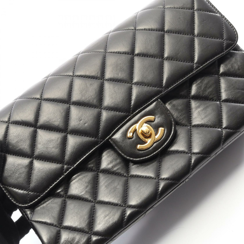 香奈兒 (CHANEL) Matelasse 雙面手提包，羊皮材質，黑色，二手，女士款，金色五金配件-9