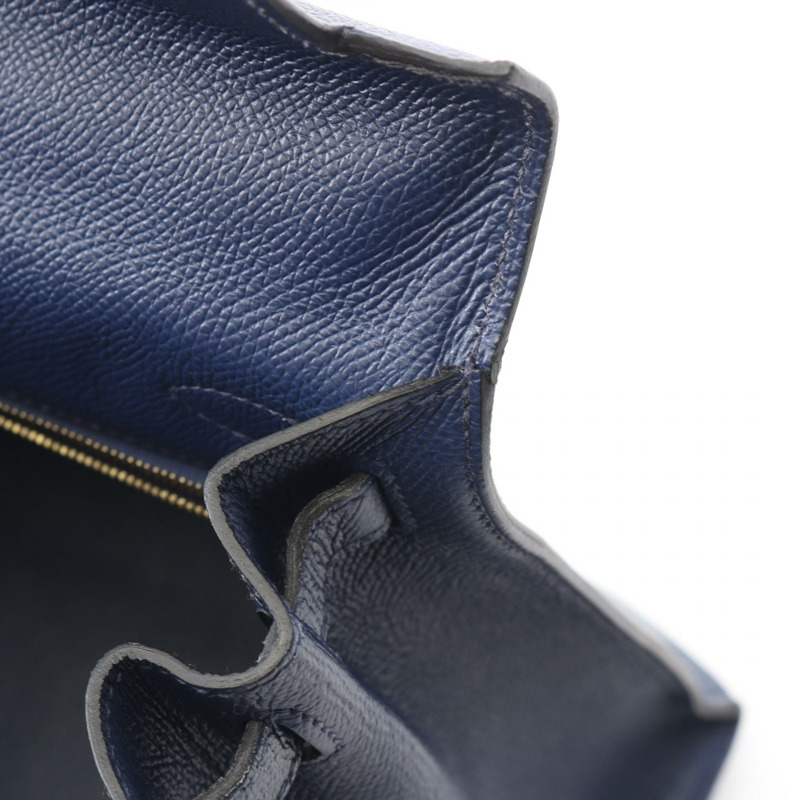 愛馬仕 Kelly 28 單肩手提包，Z 字形外側縫線，Epsom 藍色墨色，金色五金，二手-6