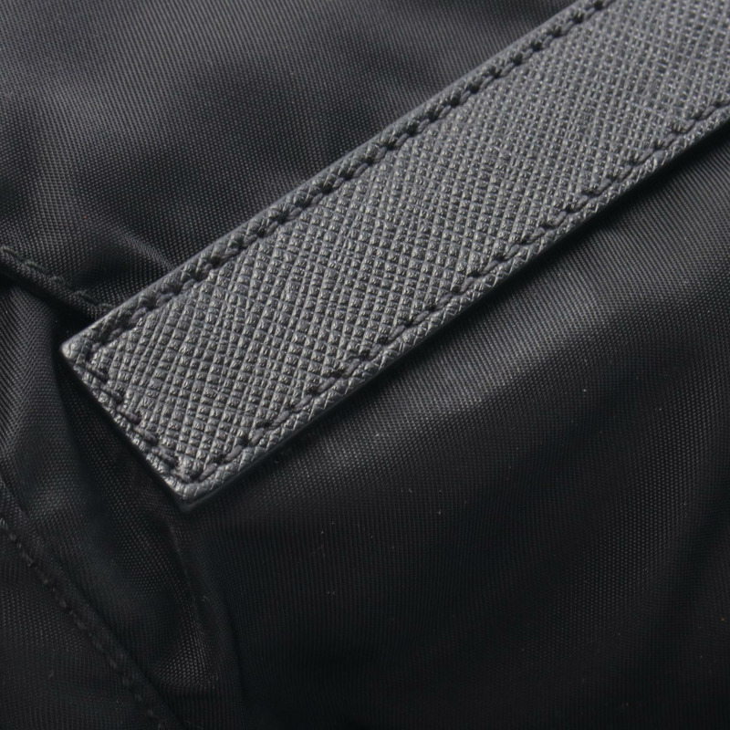 PRADA VELA 斜背單肩包 1BD994 尼龍 Saffiano 皮革 黑色 二手 女士-6