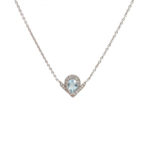 CHAUMET 18K白金鑽石尚美約瑟芬海藍寶石項鏈