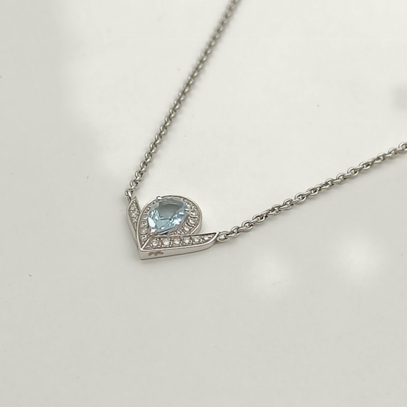 CHAUMET 18K白金鑽石尚美約瑟芬海藍寶石項鏈-2