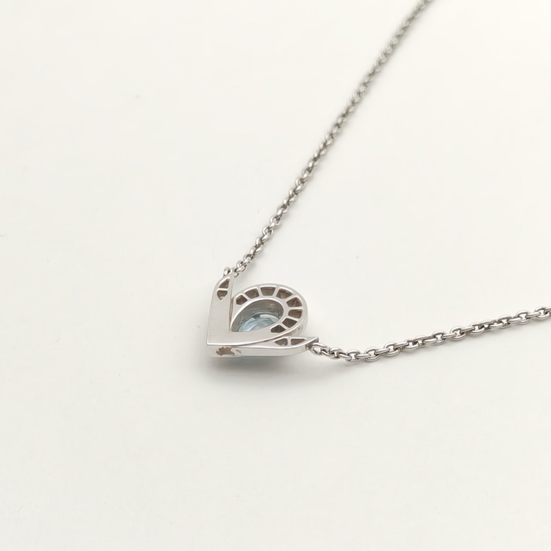 CHAUMET 18K白金鑽石尚美約瑟芬海藍寶石項鏈-3