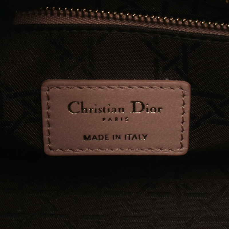 Christian Dior 女士小號 Cannage 兩用手提包，粉紅色皮革，二手女款 CD-3