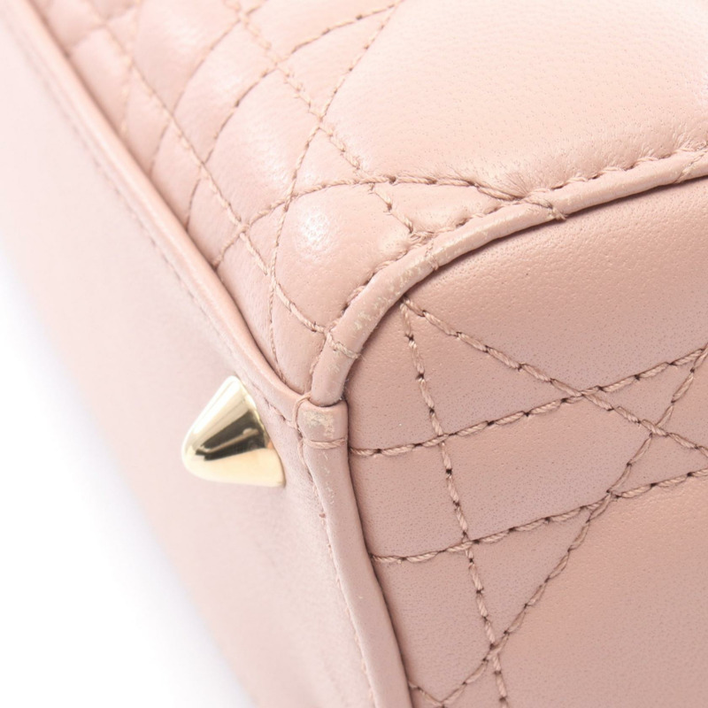 Christian Dior 女士小號 Cannage 兩用手提包，粉紅色皮革，二手女款 CD-7