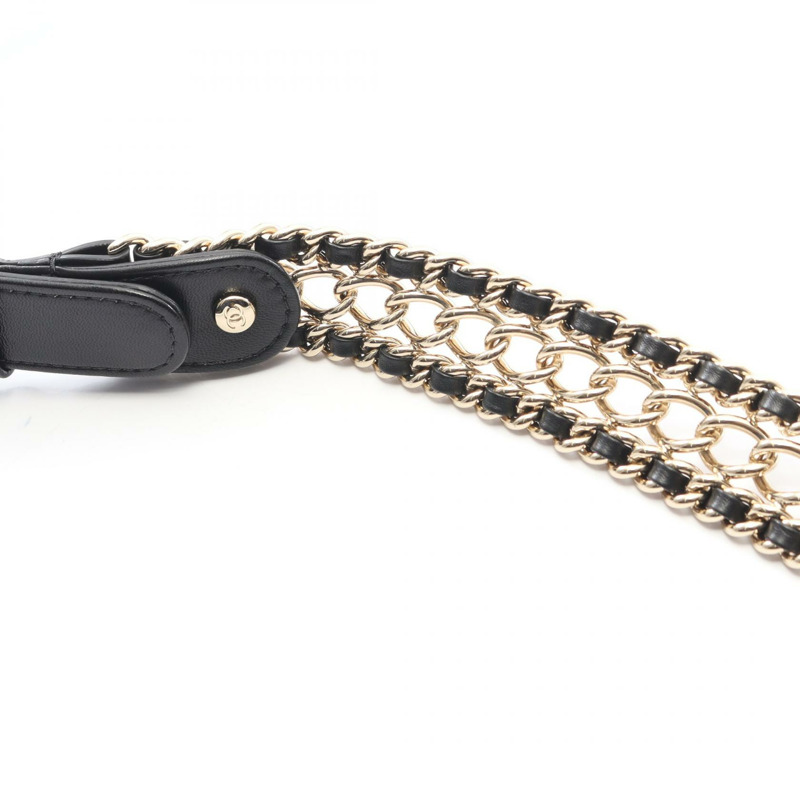 香奈兒 (CHANEL) 絎縫鏈條斜背包 AS3100 羊皮黑色 二手 金色五金-7