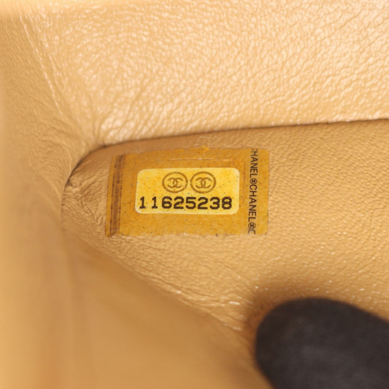 香奈兒 (CHANEL) Matelasse W 翻蓋鏈條單背包 A01112 羊皮 米色 二手 金色五金-4