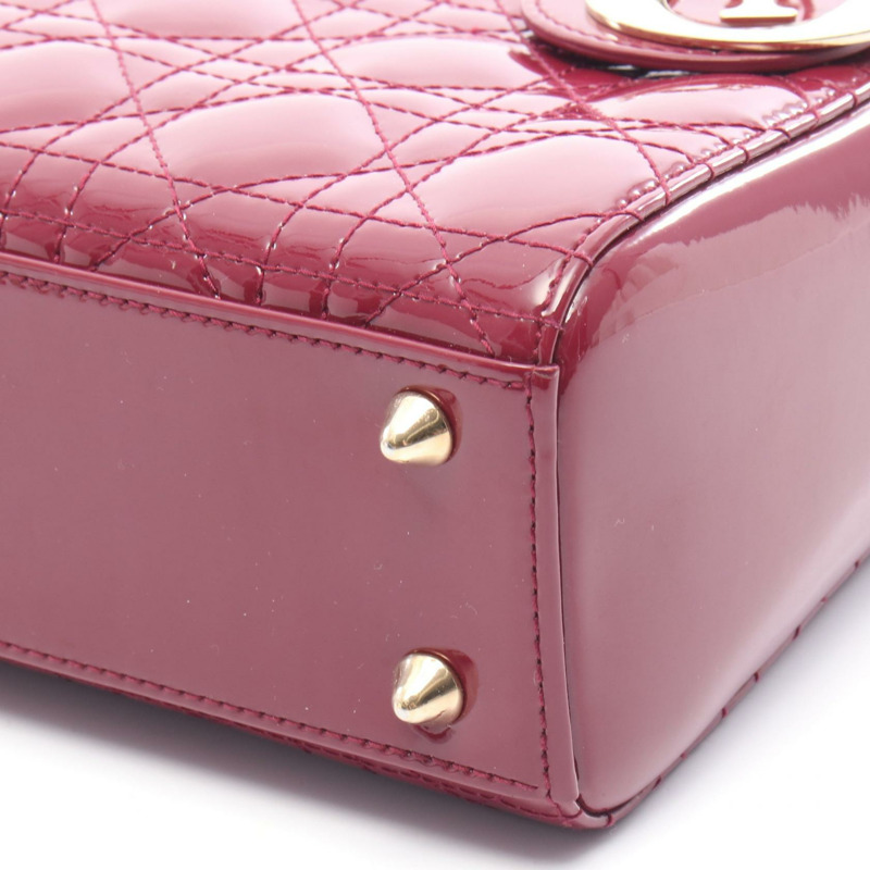 Christian Dior Lady Dior 小號 Cannage 斜背包,漆皮紅二手-6