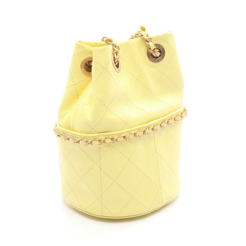香奈兒 (CHANEL) 絎縫水桶鏈條肩背包 AP4359 皮革 黃色 GHW 二手 女士-1