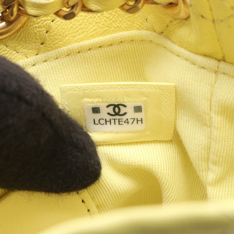 香奈兒 (CHANEL) 絎縫水桶鏈條肩背包 AP4359 皮革 黃色 GHW 二手 女士-4