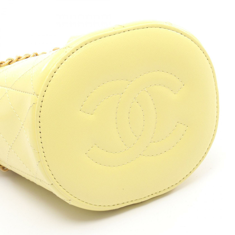 香奈兒 (CHANEL) 絎縫水桶鏈條肩背包 AP4359 皮革 黃色 GHW 二手 女士-6